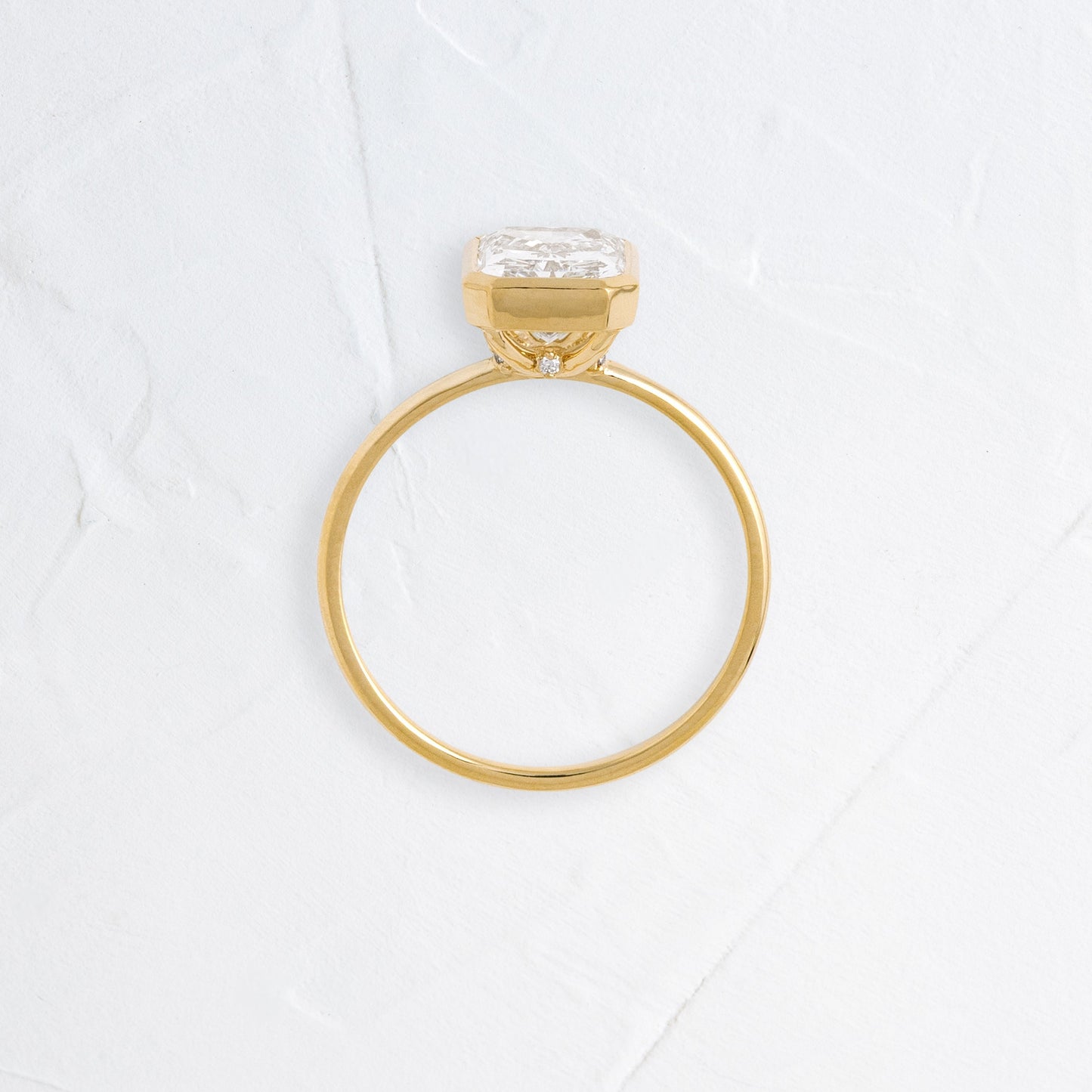 Solitaire Bezel with Hidden Stone-Radiant Lab Grown Diamond Engagement Ring