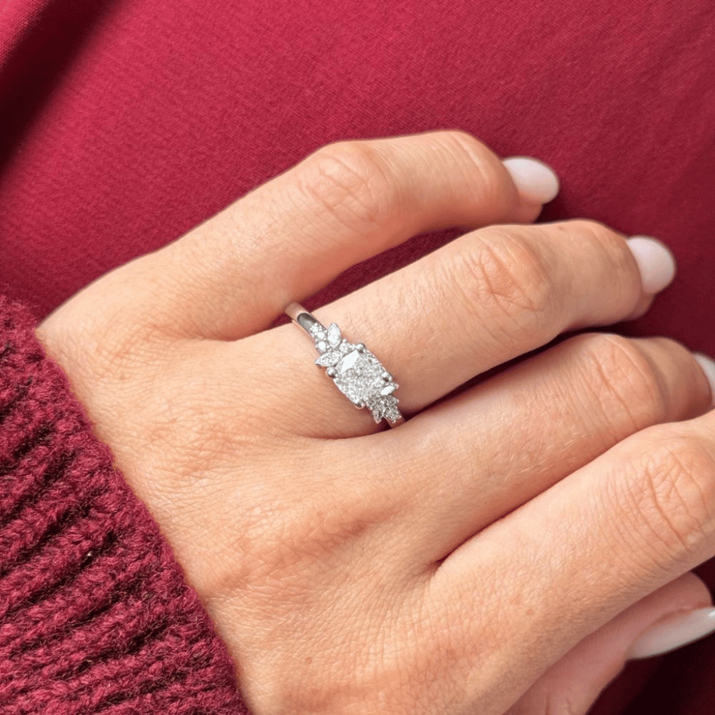 Cluster-Cushion Lab Grown Diamond Engagement Ring