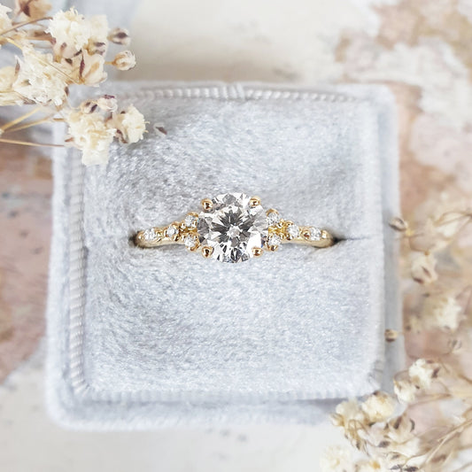 1 CT Round Lab-Grown Diamond Cluster Engagement Ring