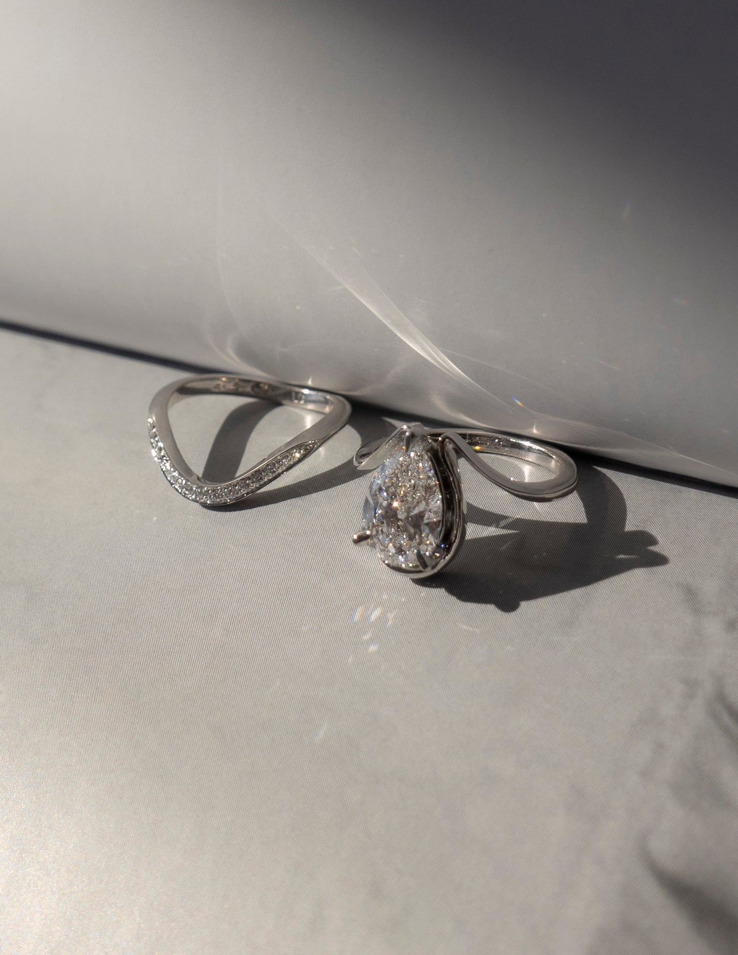 Solitaire Tear Drop Shank-Pear Lab Grown Diamond Engagement Ring