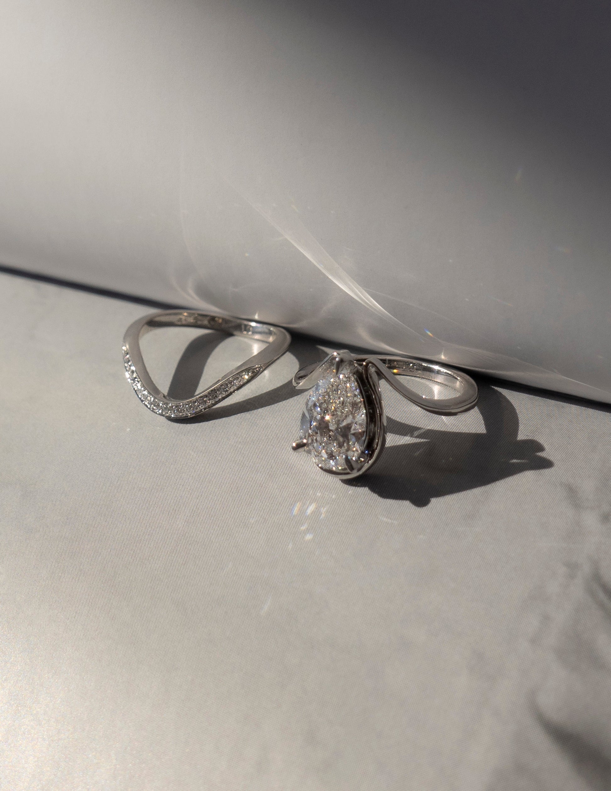 Solitaire Tear Drop Shank-Pear Lab Grown Diamond Engagement Ring