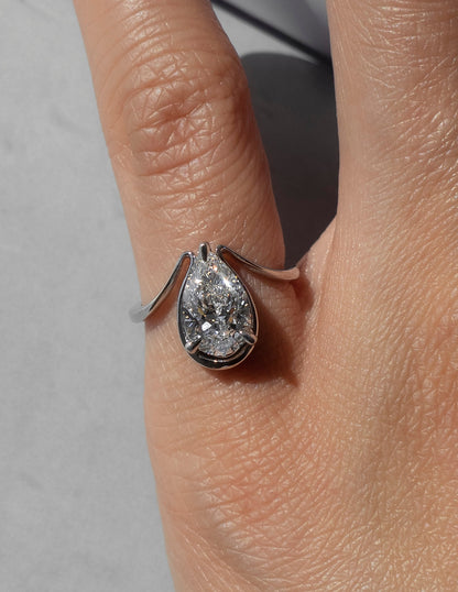Solitaire Tear Drop Shank-Pear Lab Grown Diamond Engagement Ring