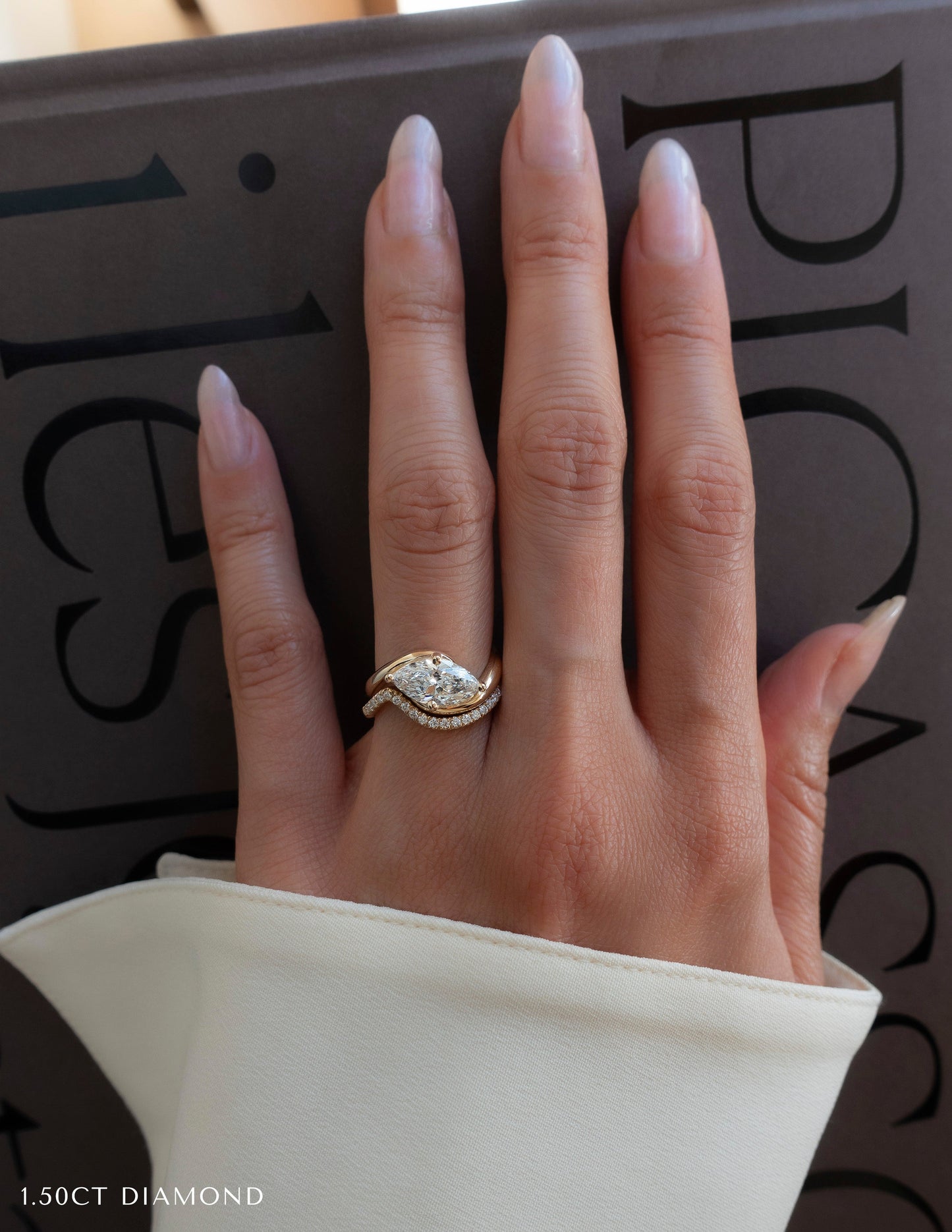Solitaire Rapture & Pave Band- Oval Lab Grown Diamond Bridal Set