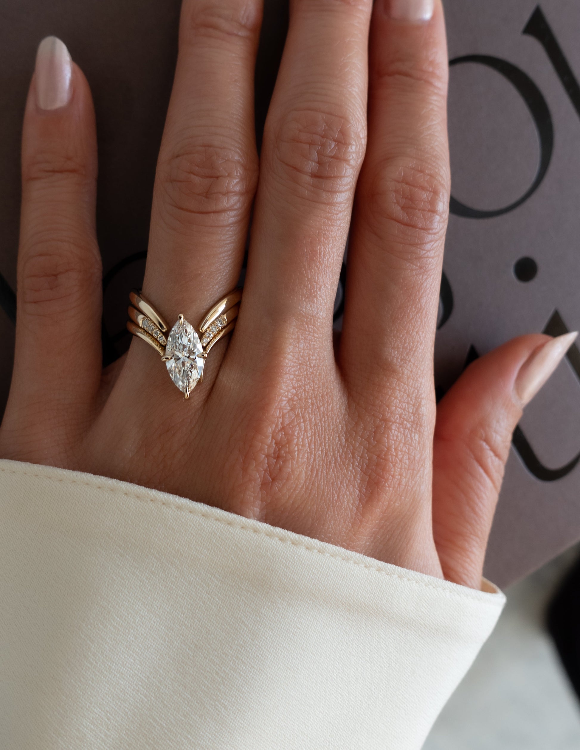 Solitaire Rapture & Pave Band- Oval Lab Grown Diamond Bridal Set