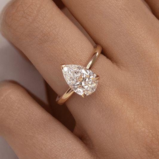 Hidden Halo-Pear Lab Grown Diamond Engagement Ring