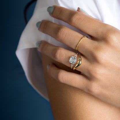 Cluster Style-Asscher Lab Grown Diamond Engagement Ring