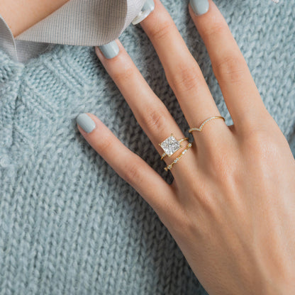 Solitaire & Pave-Princess Lab Grown Diamond Engagement Ring