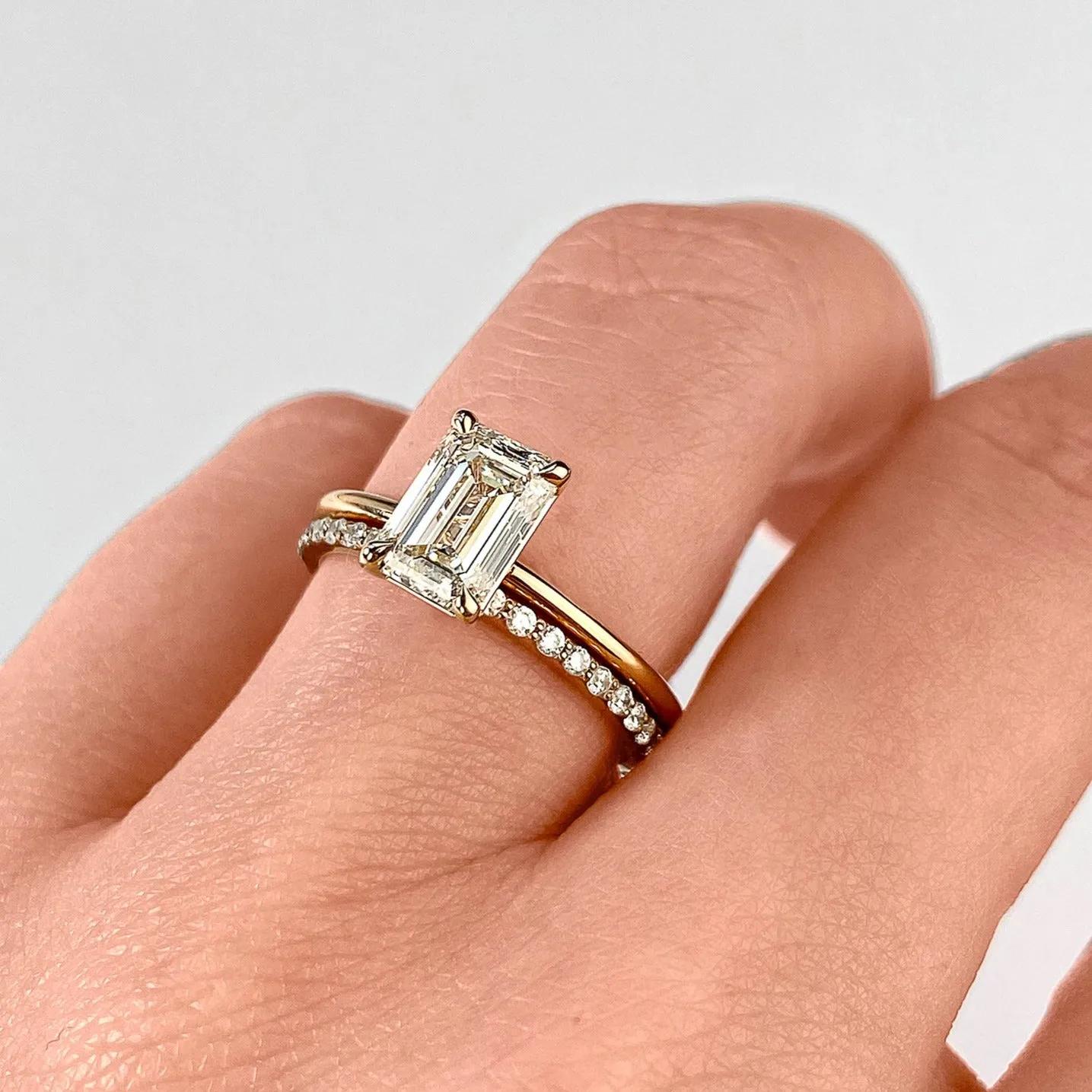 2.0 CT Emerald Cut Lab Grown Diamond Solitaire Engagement Ring