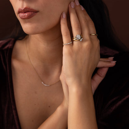 Solitaire Half Bezel-Round Lab Grown Diamond Engagement Ring