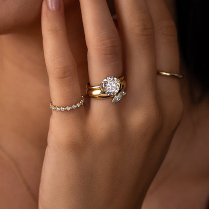 Solitaire Half Bezel-Round Lab Grown Diamond Engagement Ring