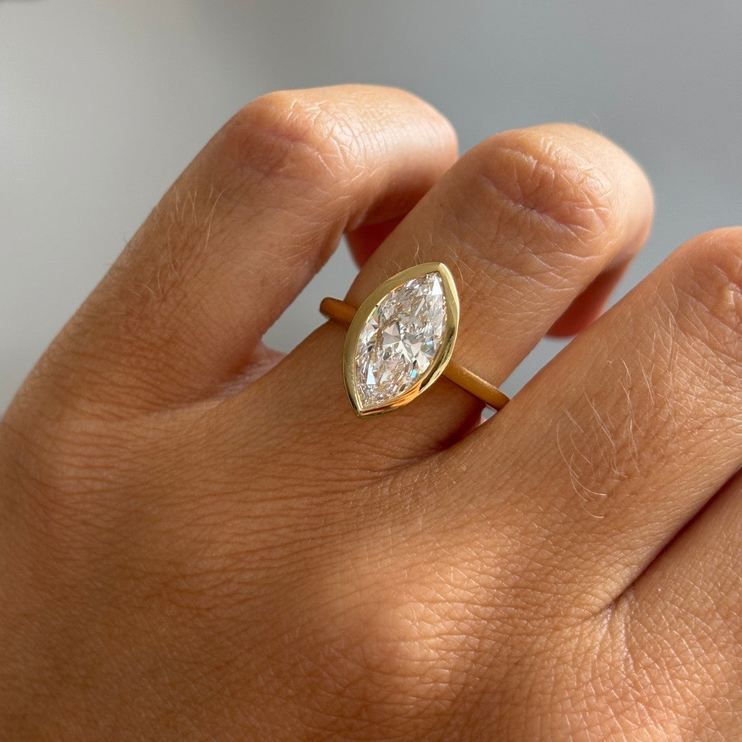 Solitaire Bezel-Marquise Lab Grown Diamond Engagement Ring