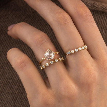 Cluster-Rose Cut Lab Grown Diamond Engagement Ring