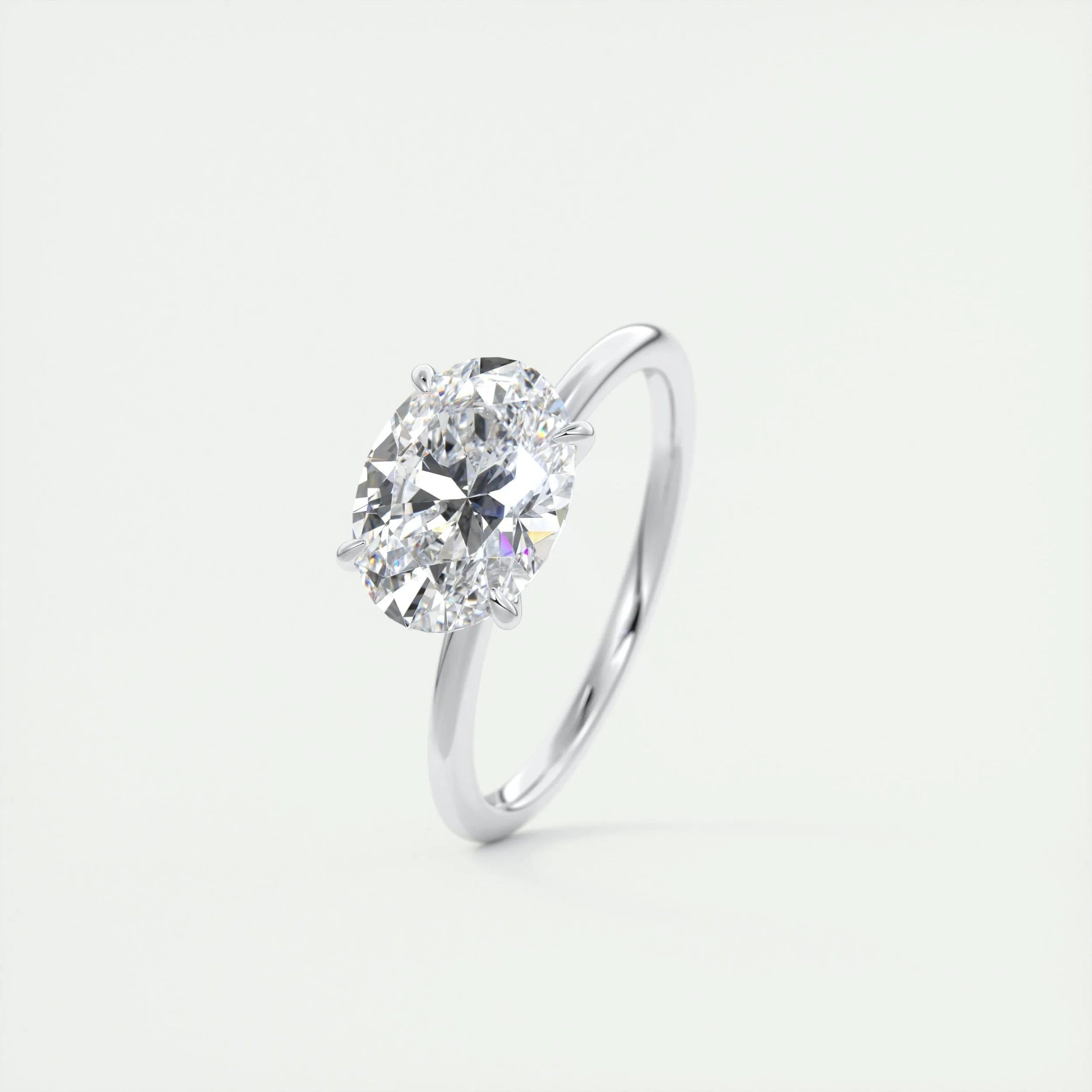 2.0 CT Oval Lab Grown Diamond  Solitaire East West Engagement Ring