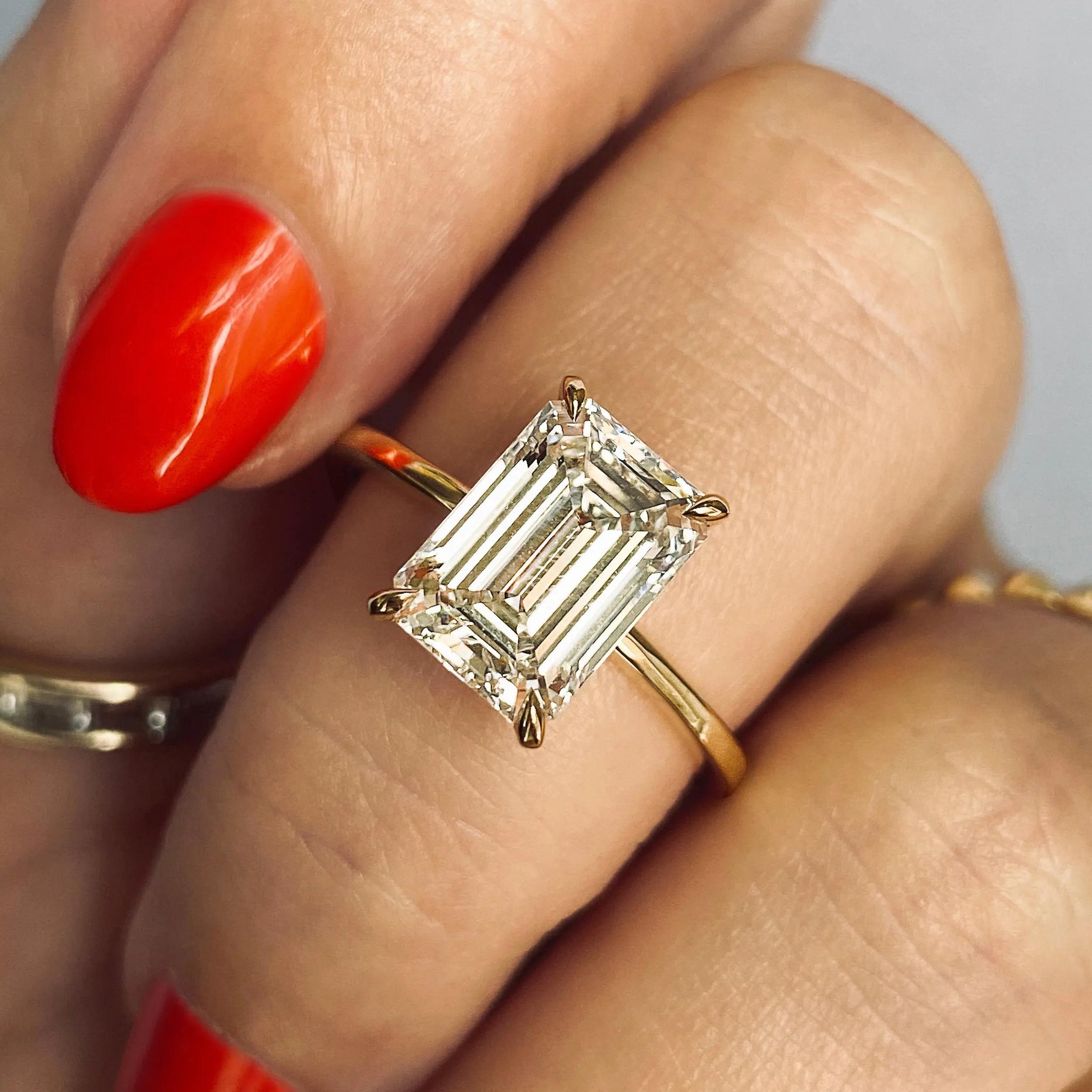 2.0 CT Emerald Cut Lab Grown Diamond Solitaire Engagement Ring