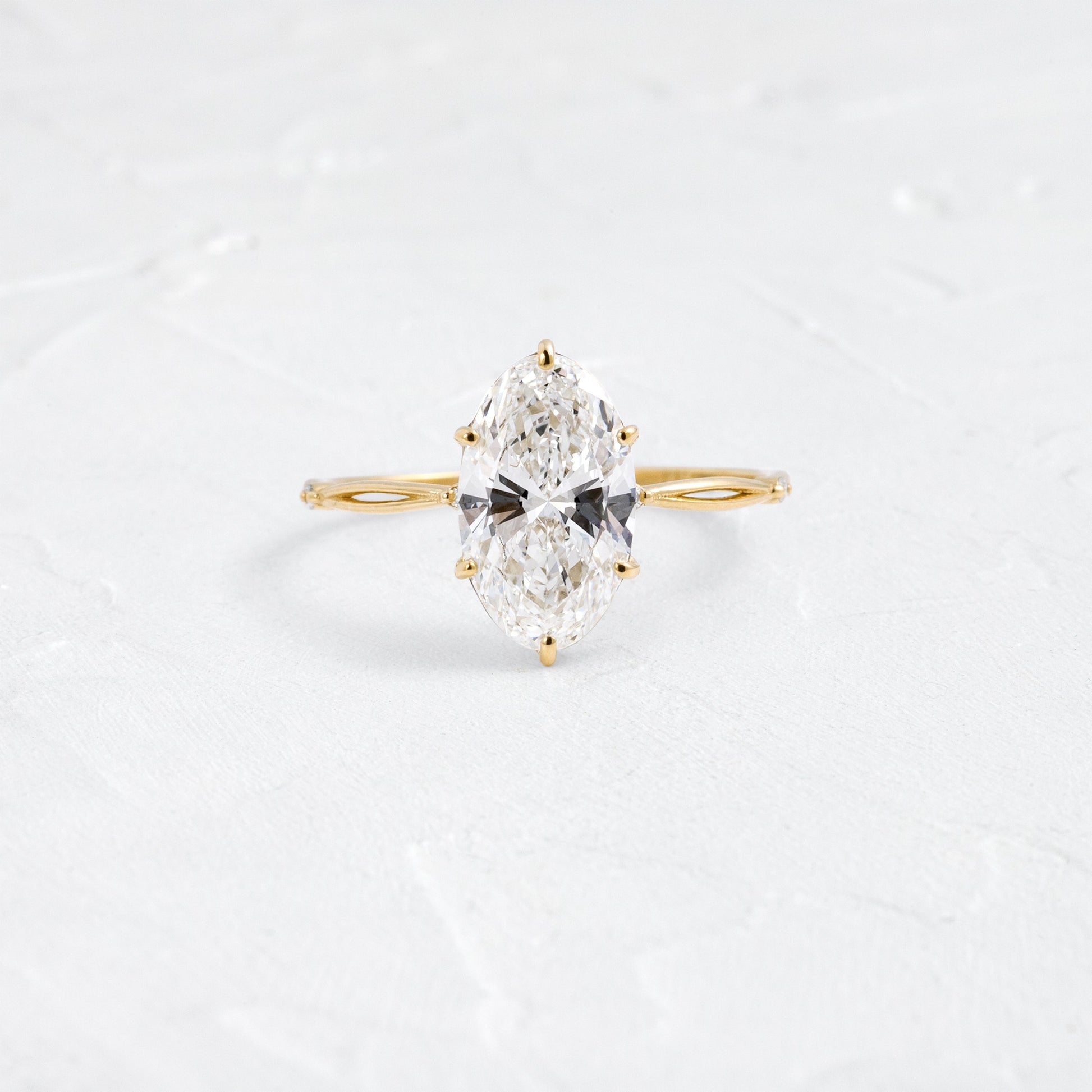Criss Cross Dainty Pave-Oval Lab Grown Diamond Engagement Ring