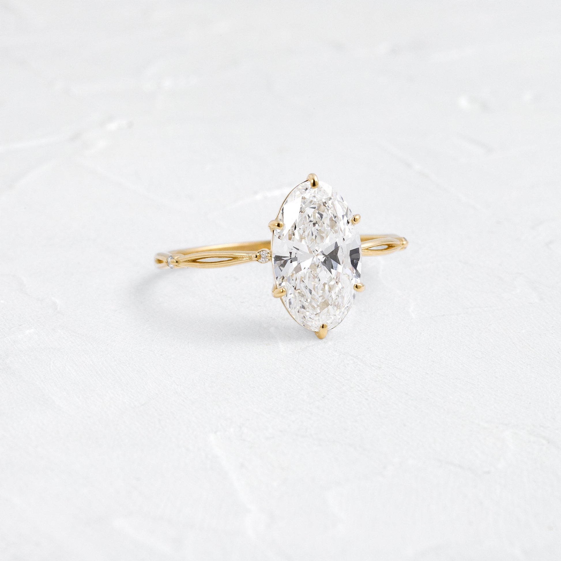 Criss Cross Dainty Pave-Oval Lab Grown Diamond Engagement Ring
