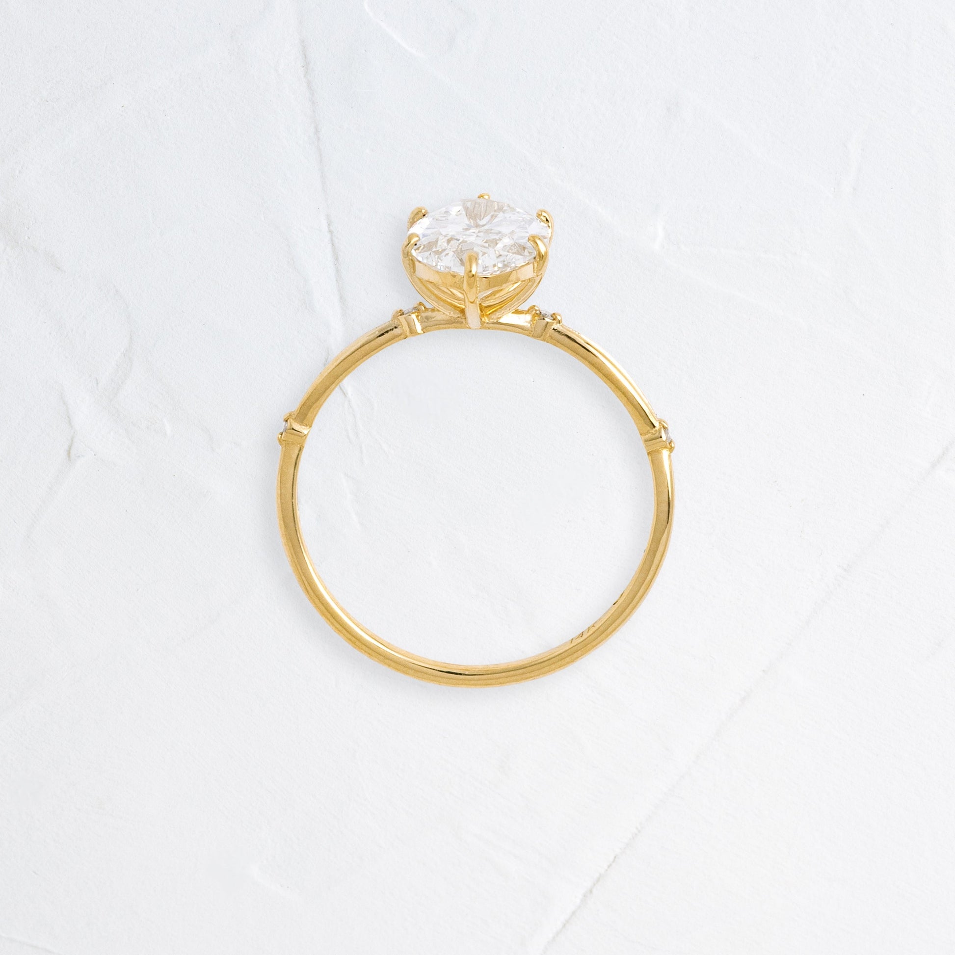 Criss Cross Dainty Pave-Oval Lab Grown Diamond Engagement Ring