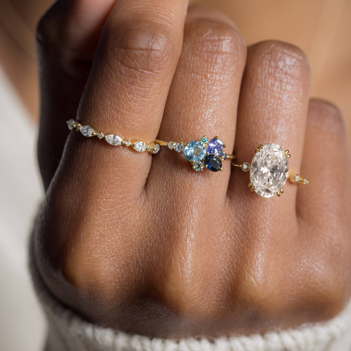 Double Prong Pave-Oval Lab Grown Diamond Engagement Ring