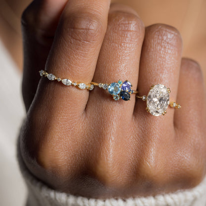 Double Prong Pave-Oval Lab Grown Diamond Engagement Ring