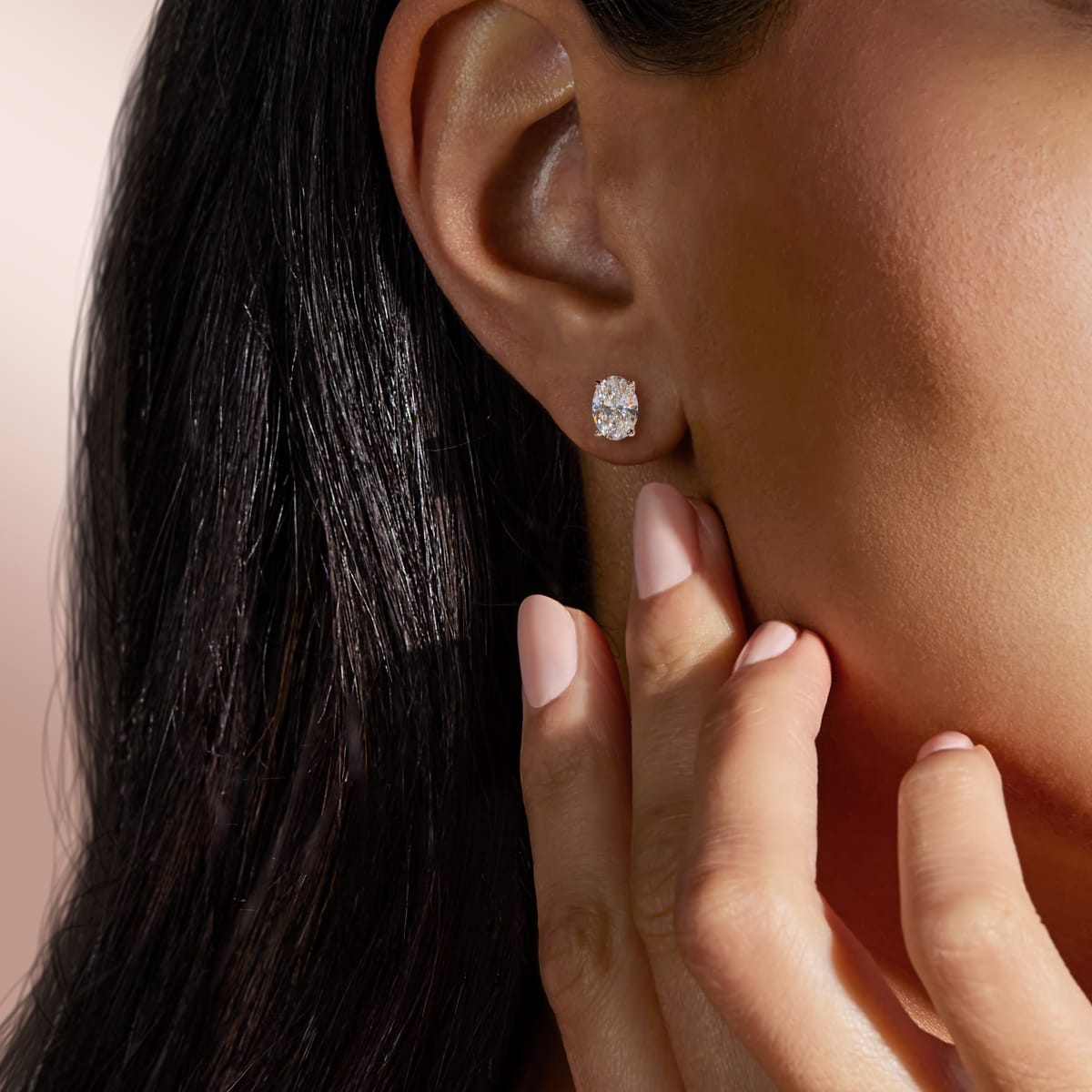 2.0 TCW Dazzling Oval Lab-Grown Diamond Stud Earrings in Gold Setting 7