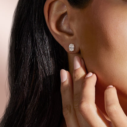 2.0 TCW Dazzling Oval Lab-Grown Diamond Stud Earrings in Gold Setting 7