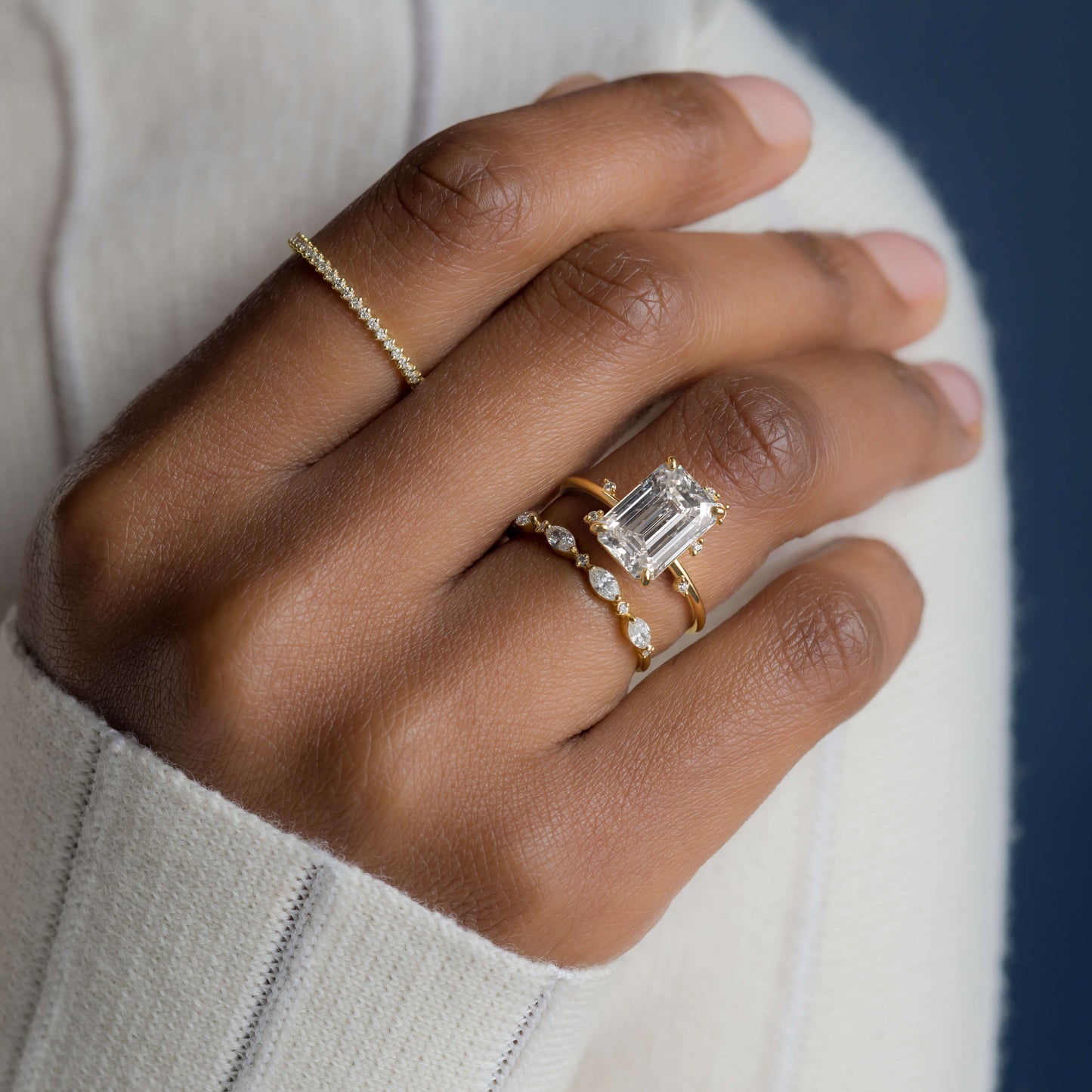 Cluster-Emerald Lab Grown Diamond Engagement Ring