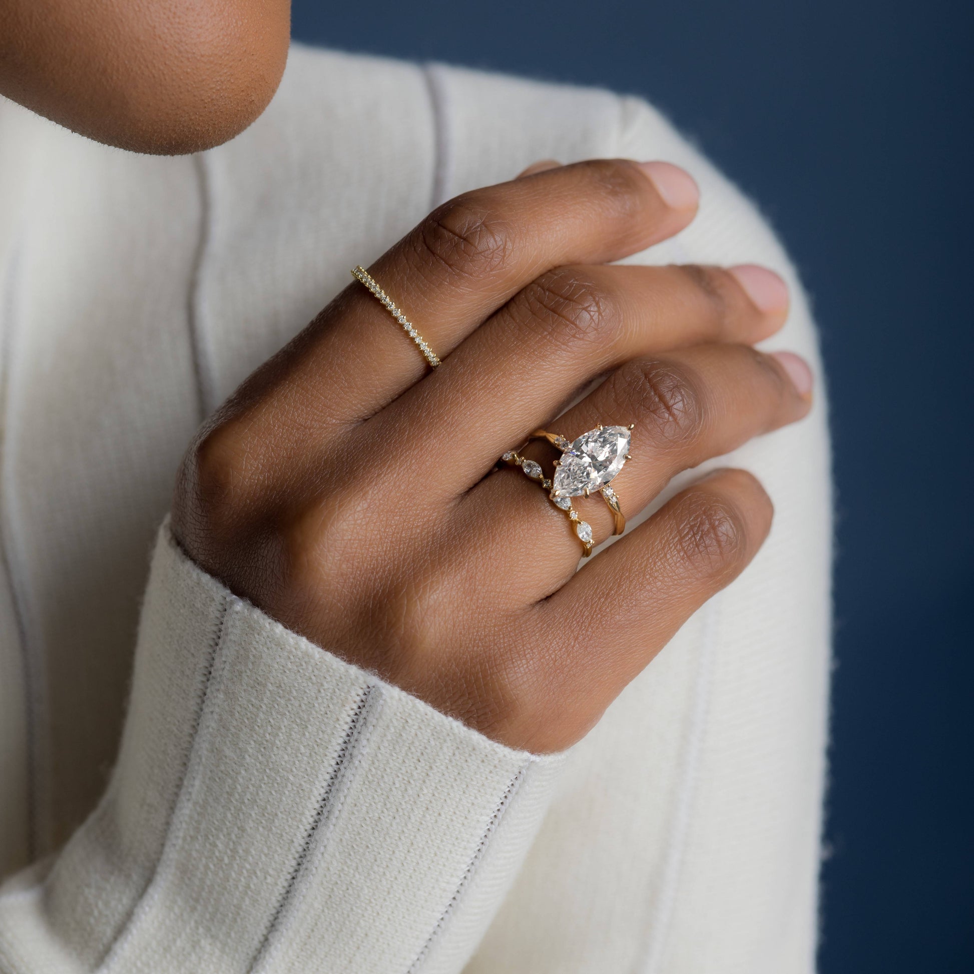 Criss Cross-Marquise Lab Grown Diamond Engagement Ring