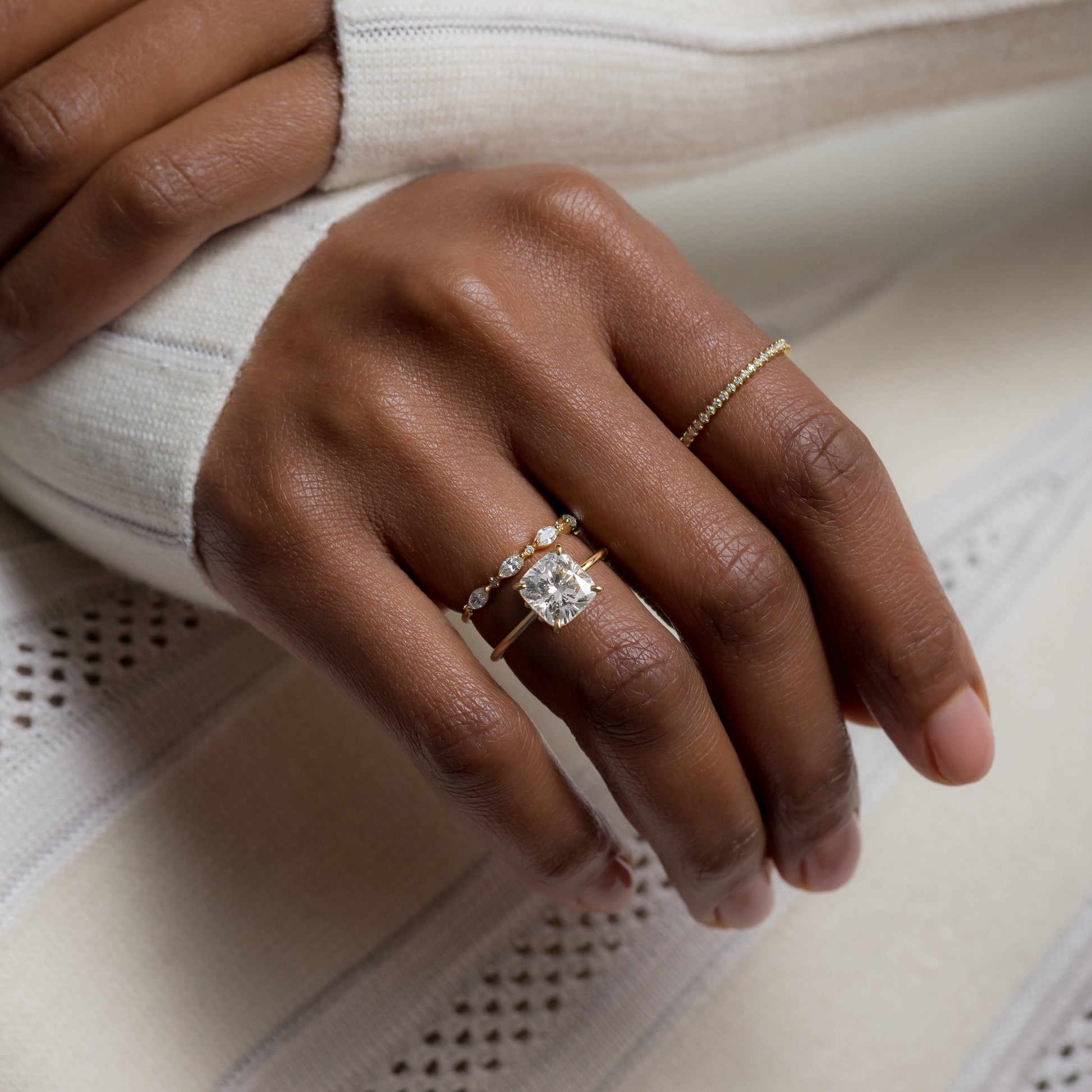 Solitaire-Cushion Lab Grown Diamond Engagement Ring