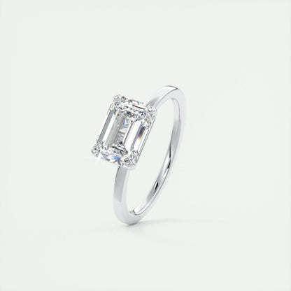2.0 CT Emerald Lab Grown Diamond East West Solitaire Engagement Ring 3