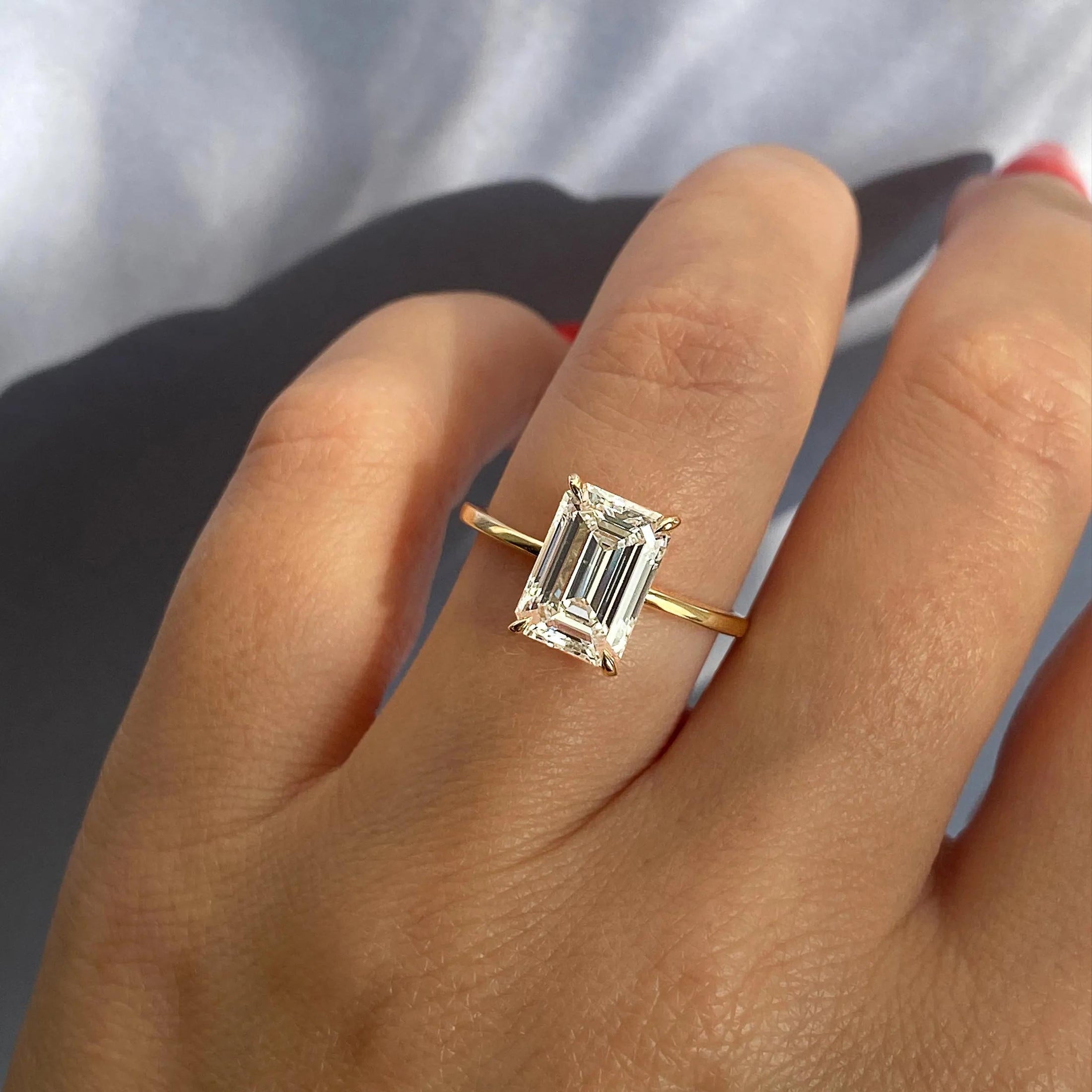 2.0 CT Emerald Cut Lab Grown Diamond Solitaire Engagement Ring 3