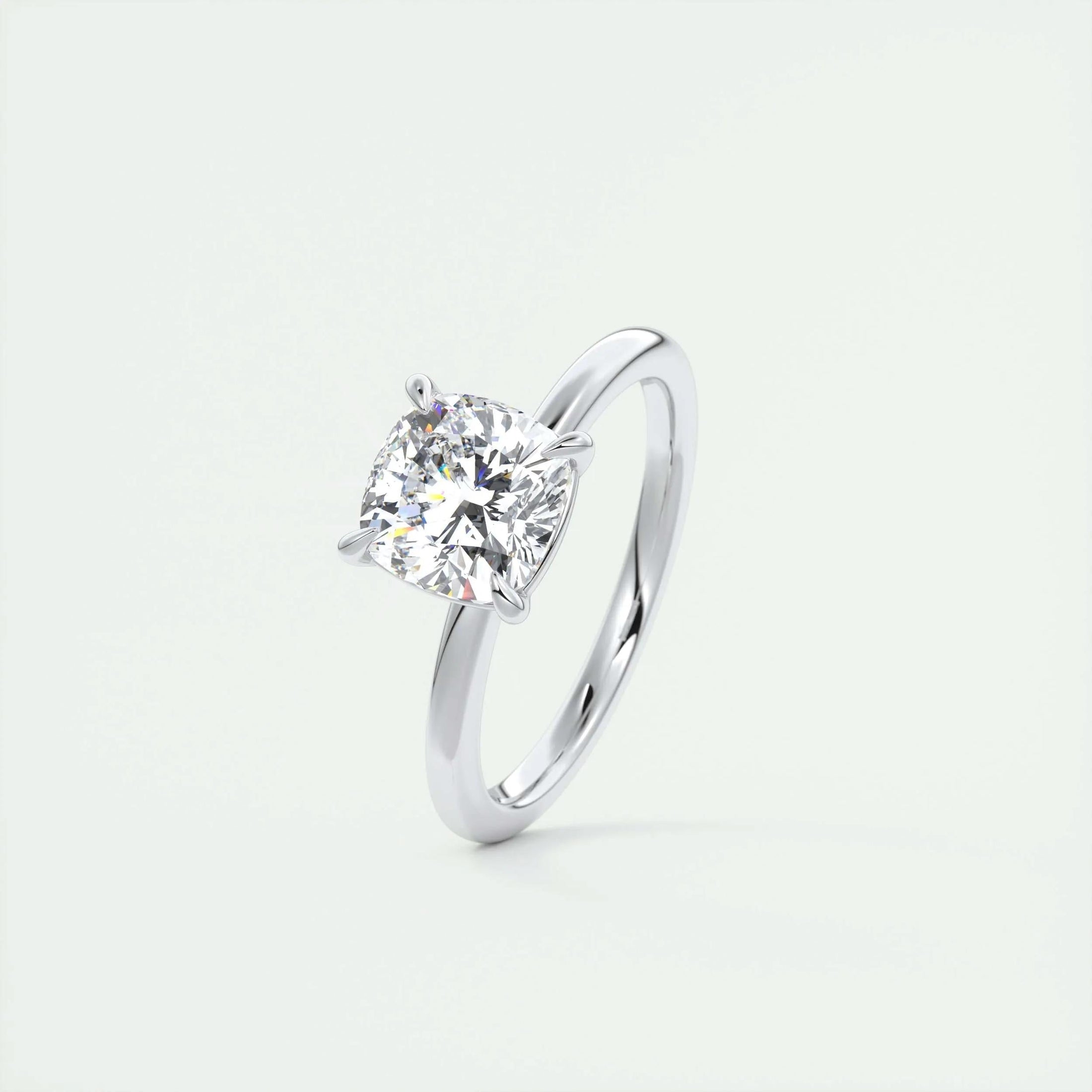 Radiant 2.0 CT Cushion Cut Lab Grown Diamond Solitaire Engagement Ring