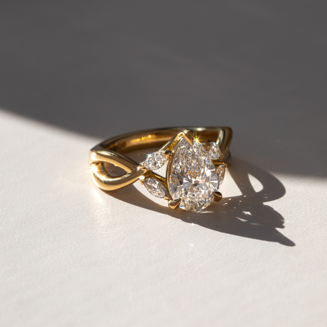 Cluster-Pear Lab Grown Diamond Engagement Ring