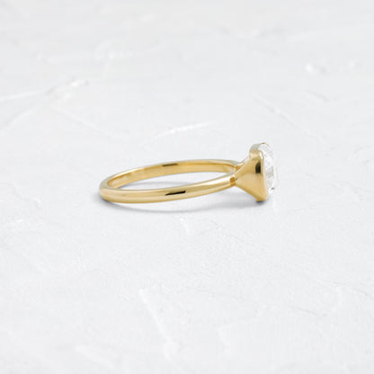 Half Bezel & East West-Elongated Cushion Lab Grown Diamond Engagement Ring