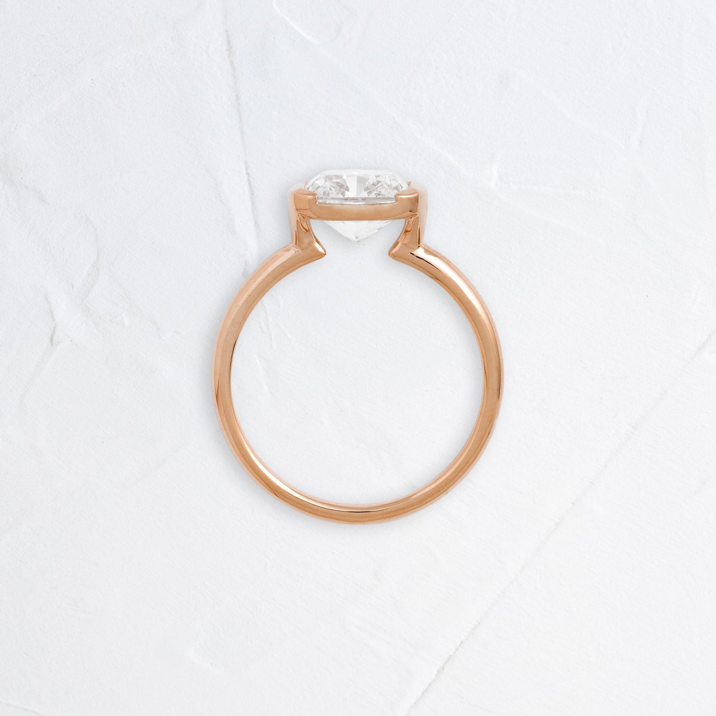 Half Bezel & East West-Elongated Cushion Lab Grown Diamond Engagement Ring