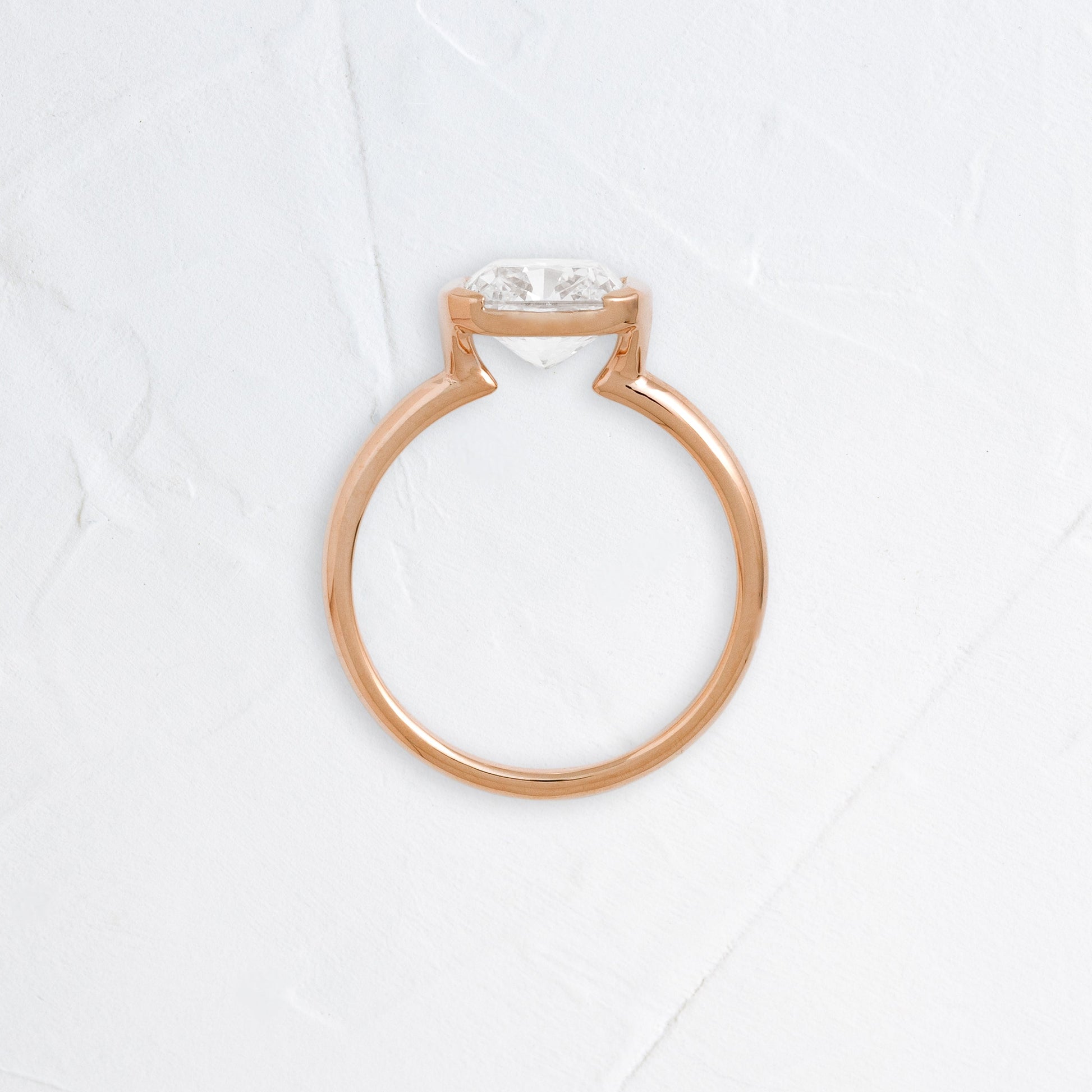 Half Bezel & East West-Elongated Cushion Lab Grown Diamond Engagement Ring