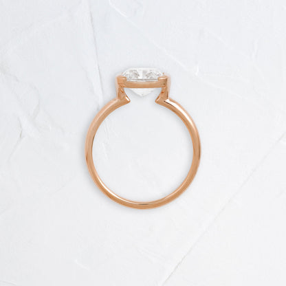 Half Bezel & East West-Elongated Cushion Lab Grown Diamond Engagement Ring