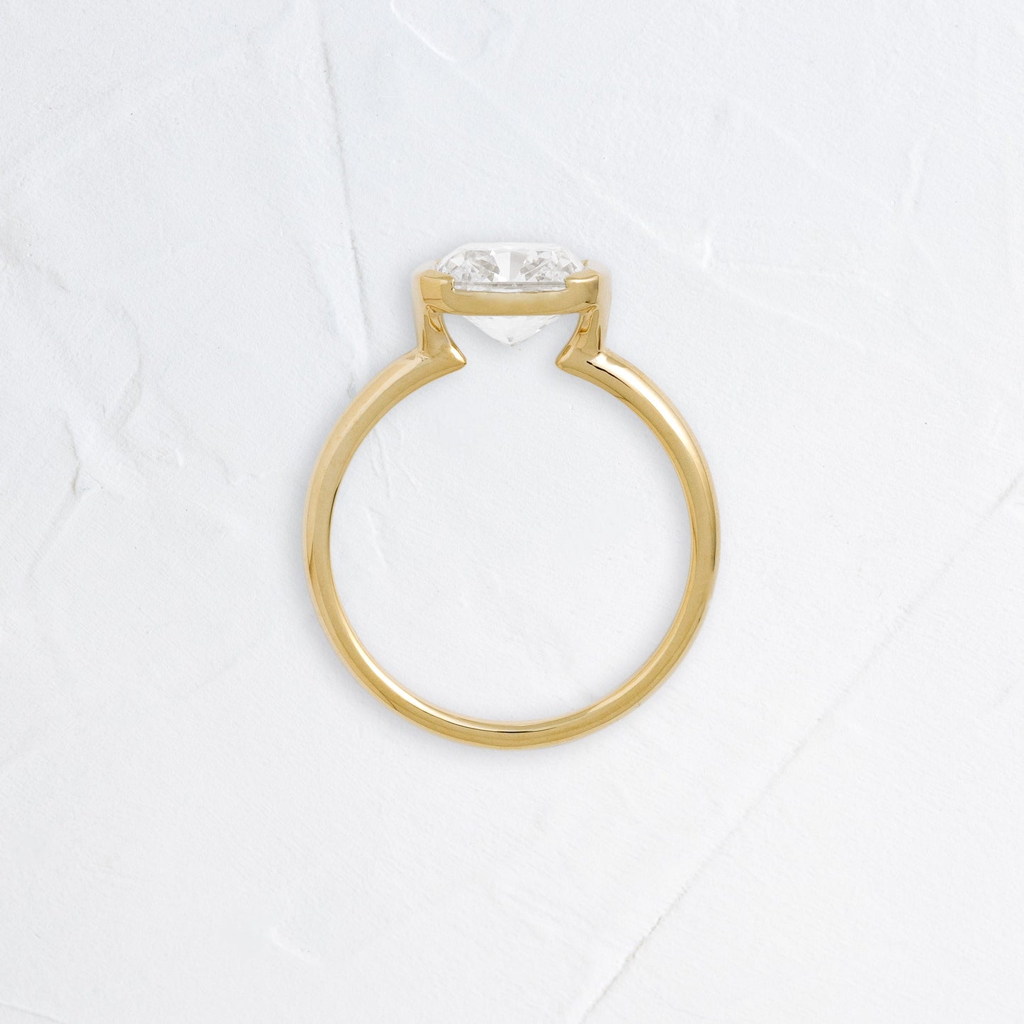 Half Bezel & East West-Elongated Cushion Lab Grown Diamond Engagement Ring