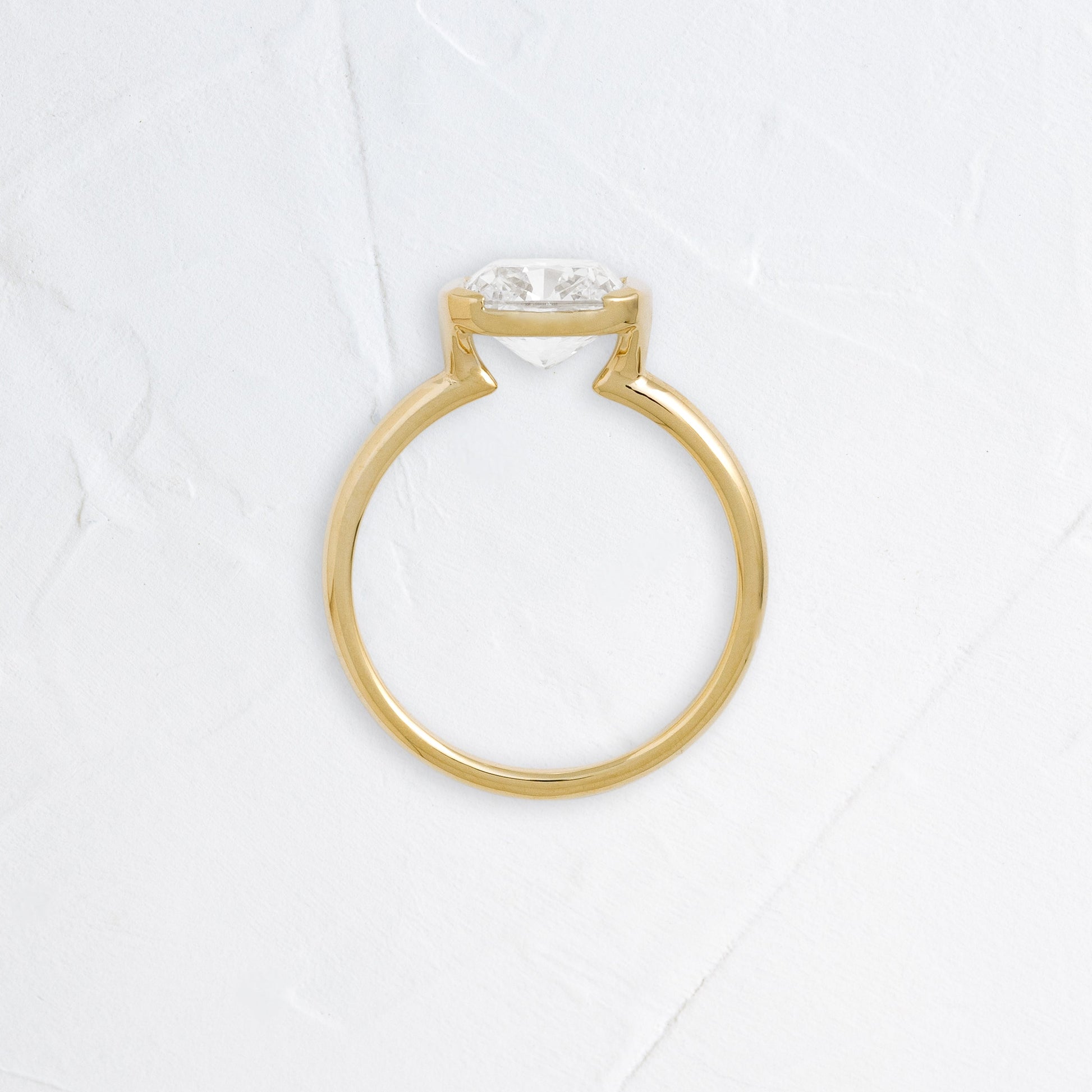 Half Bezel & East West-Elongated Cushion Lab Grown Diamond Engagement Ring
