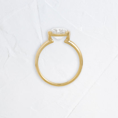 Half Bezel & East West-Elongated Cushion Lab Grown Diamond Engagement Ring