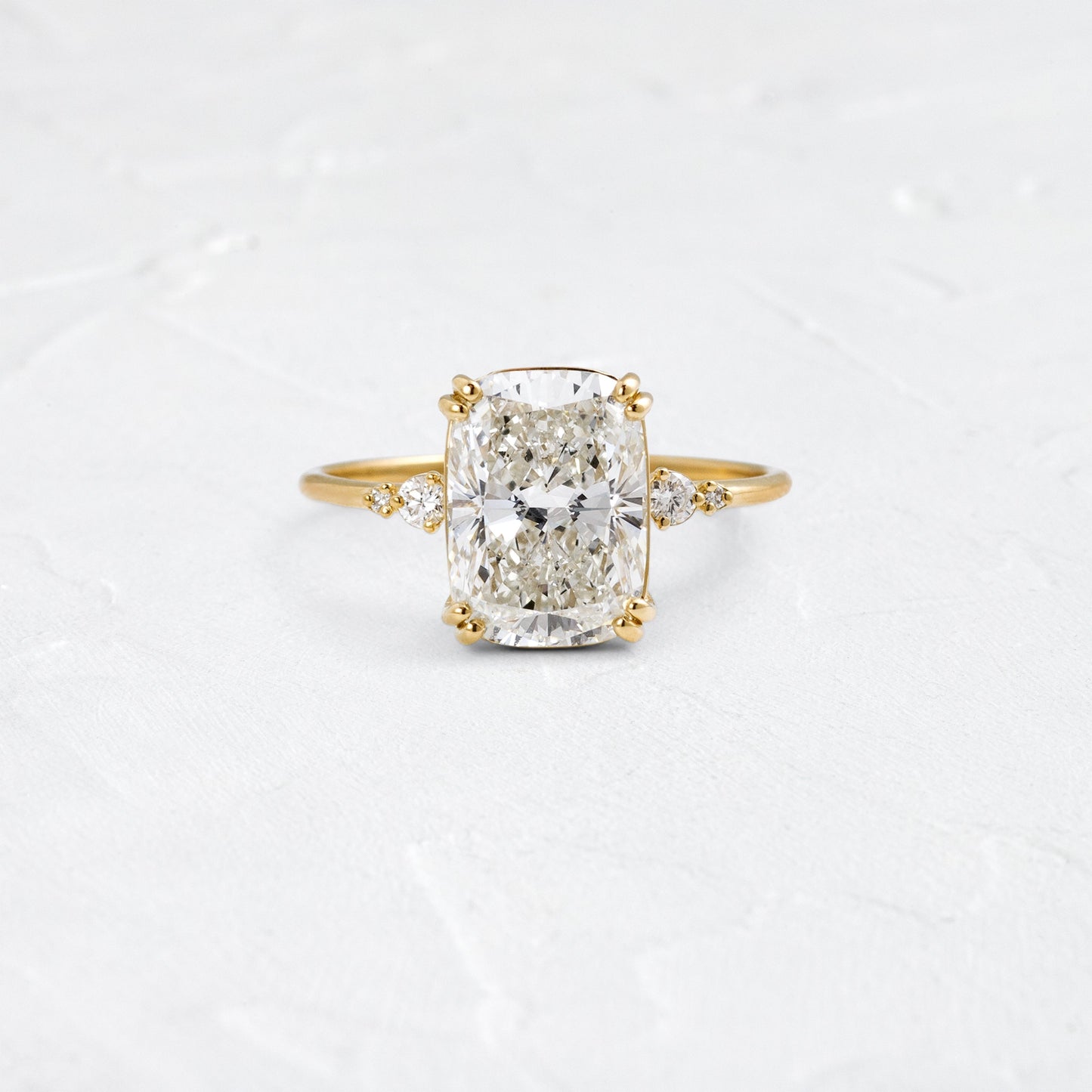 Cluster & Double Prong-Elongated Cushion Lab Grown Diamond Engagement Ring