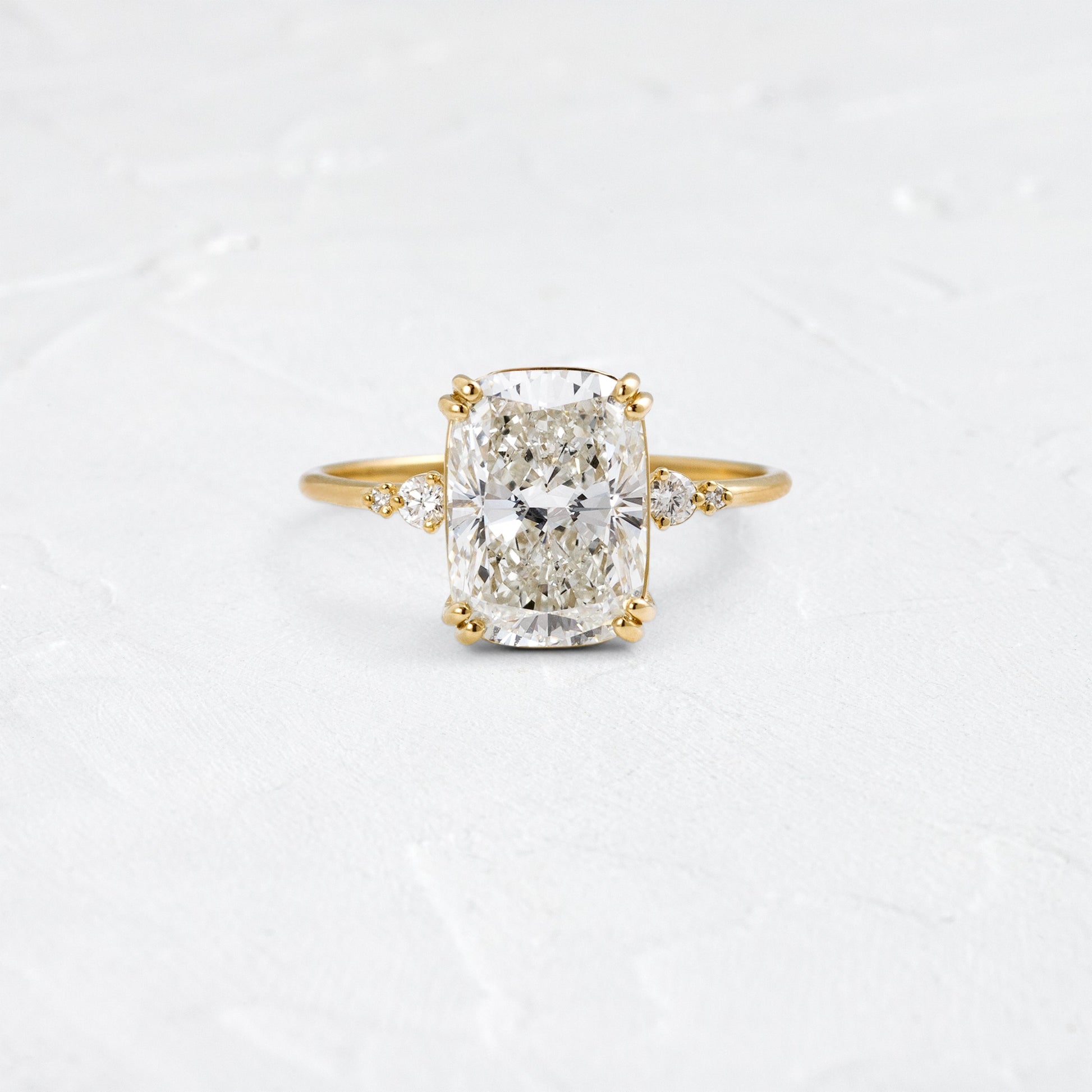 Cluster & Double Prong-Elongated Cushion Lab Grown Diamond Engagement Ring