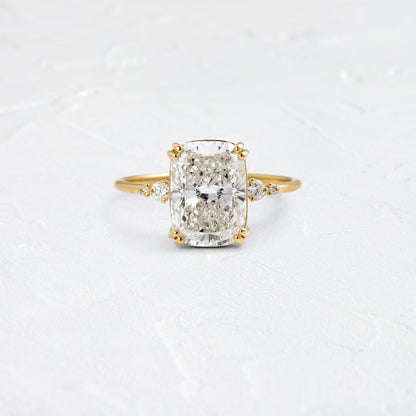 Cluster & Double Prong-Elongated Cushion Lab Grown Diamond Engagement Ring
