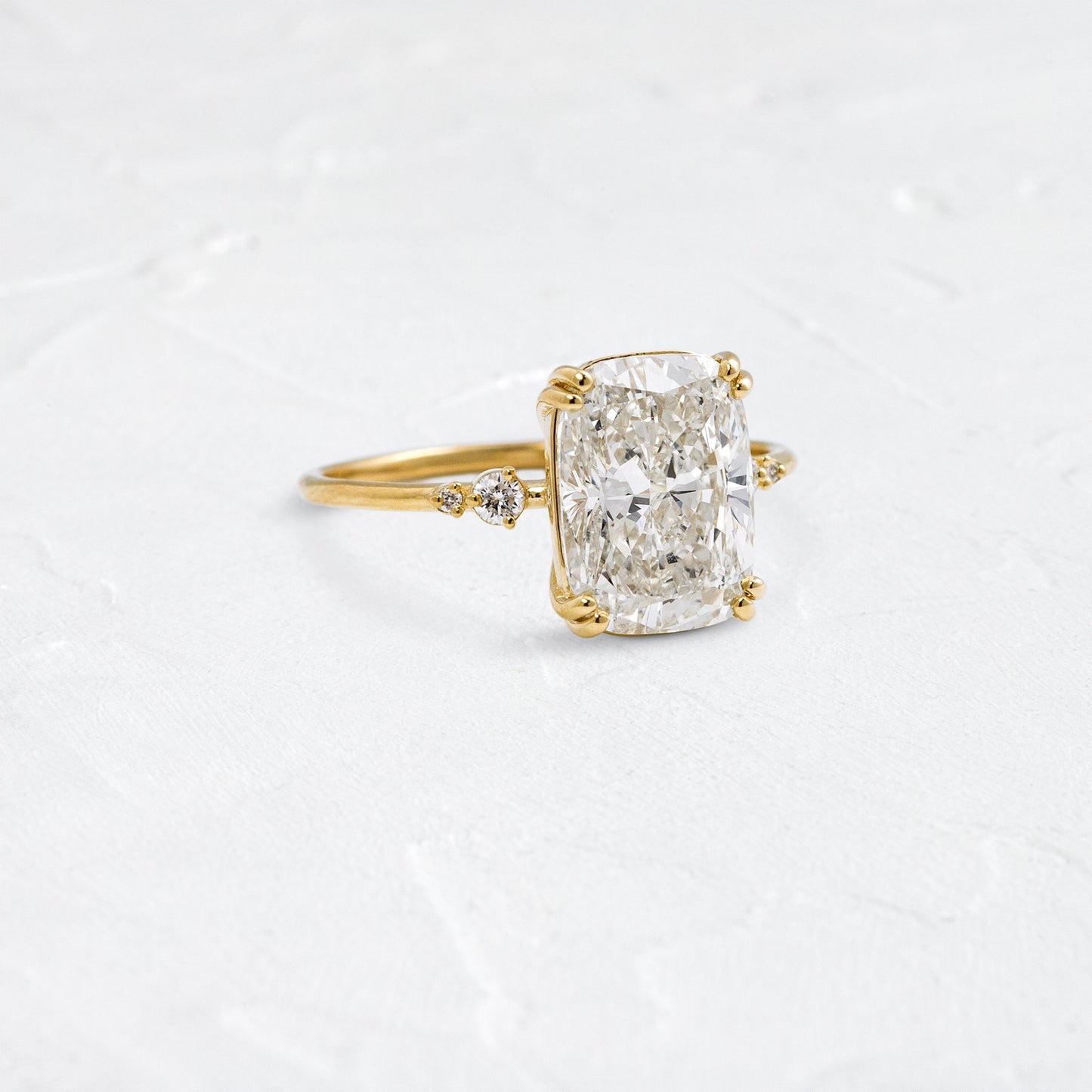 Cluster & Double Prong-Elongated Cushion Lab Grown Diamond Engagement Ring