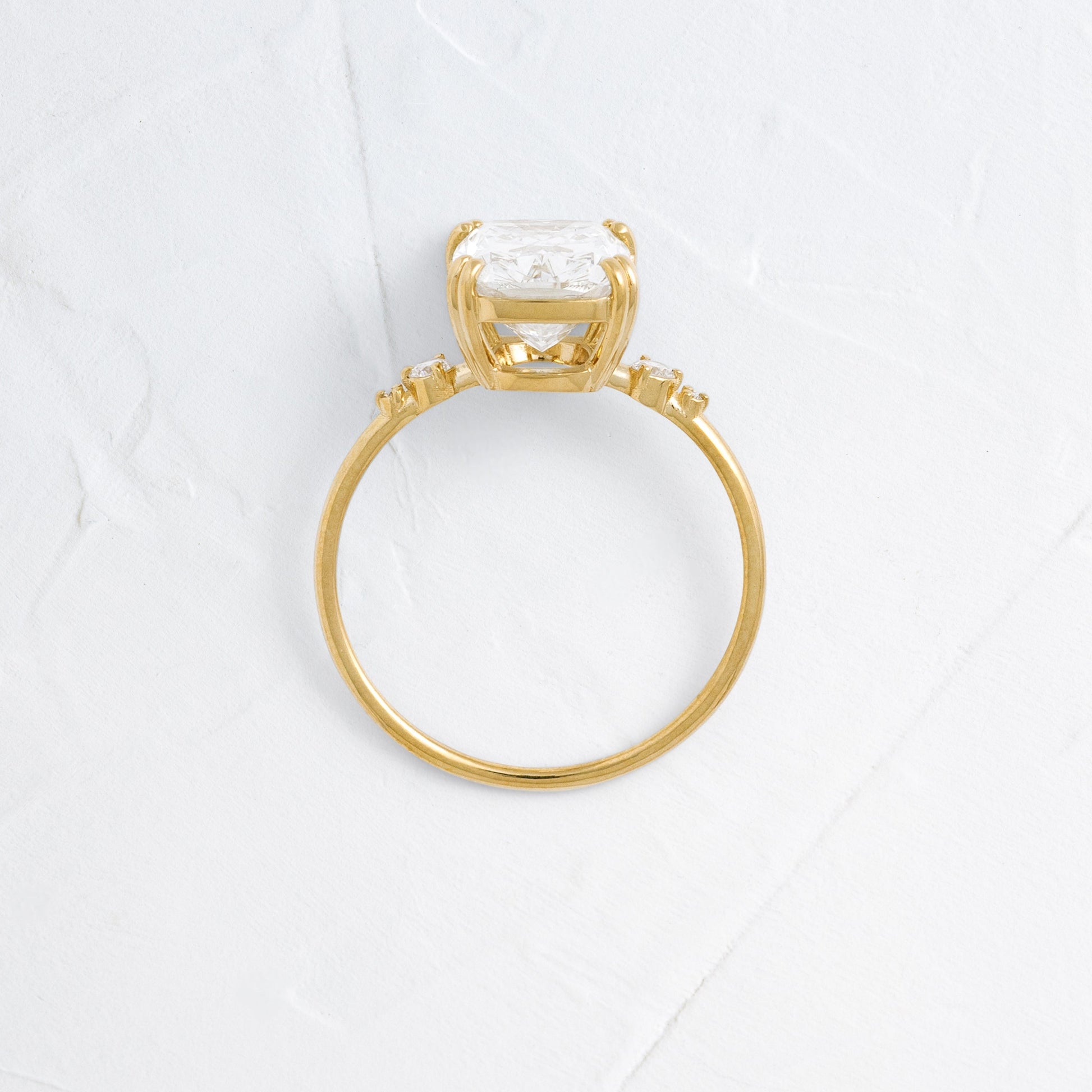 Cluster & Double Prong-Elongated Cushion Lab Grown Diamond Engagement Ring