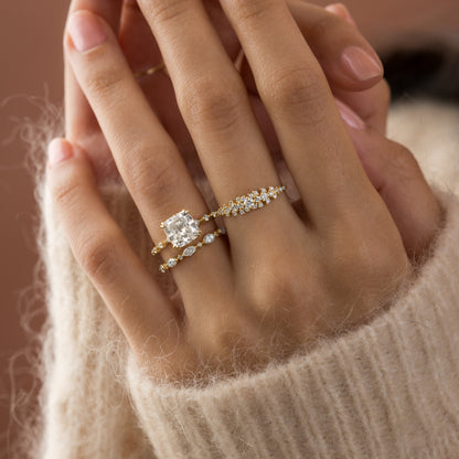 Pave-Cushion Lab Grown Diamond Engagement Ring