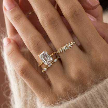 Criss Cross-Emerald Lab Grown Diamond Engagement Ring