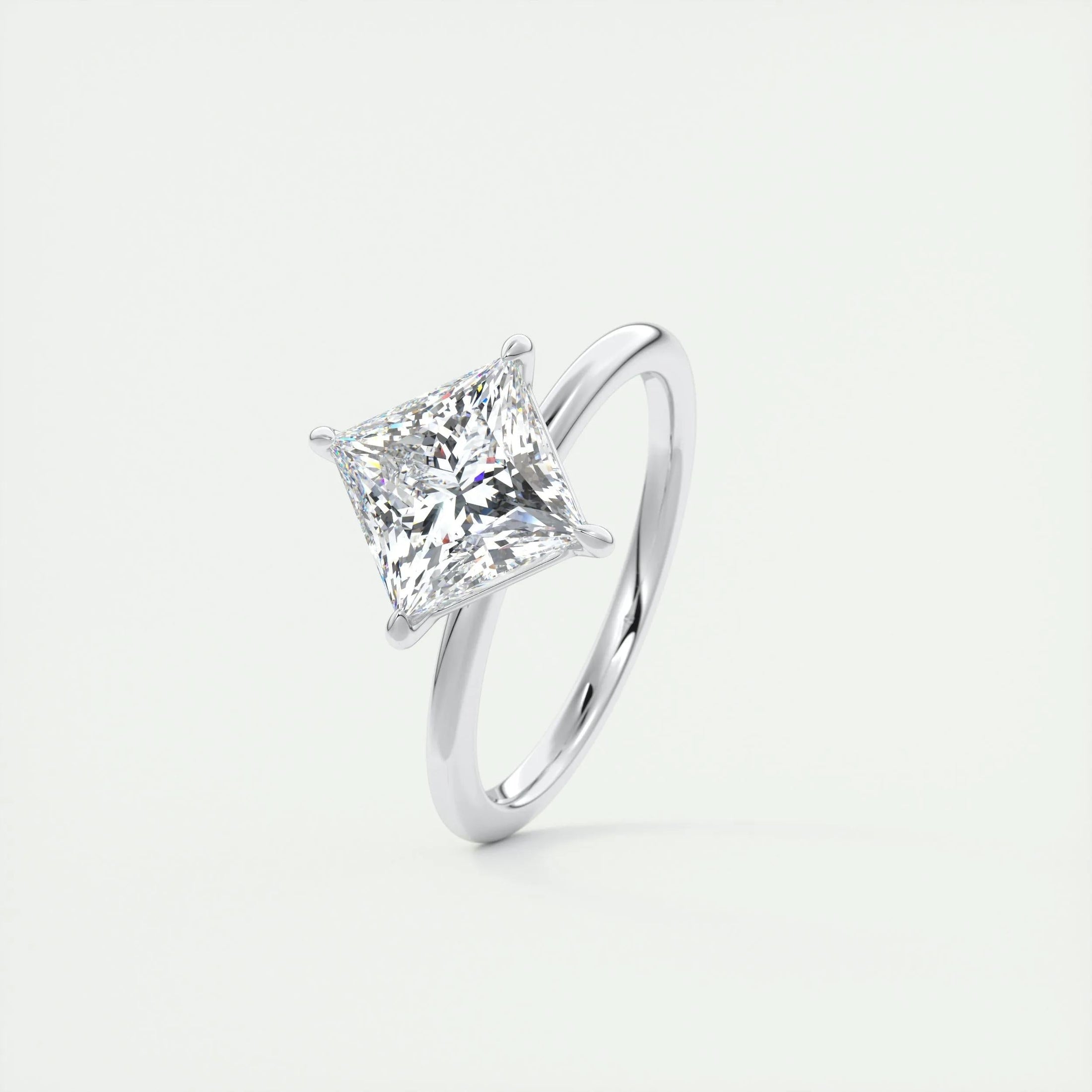 2.0 CT Princess Cut Lab Grown Diamond East West Solitaire Engagement Ring