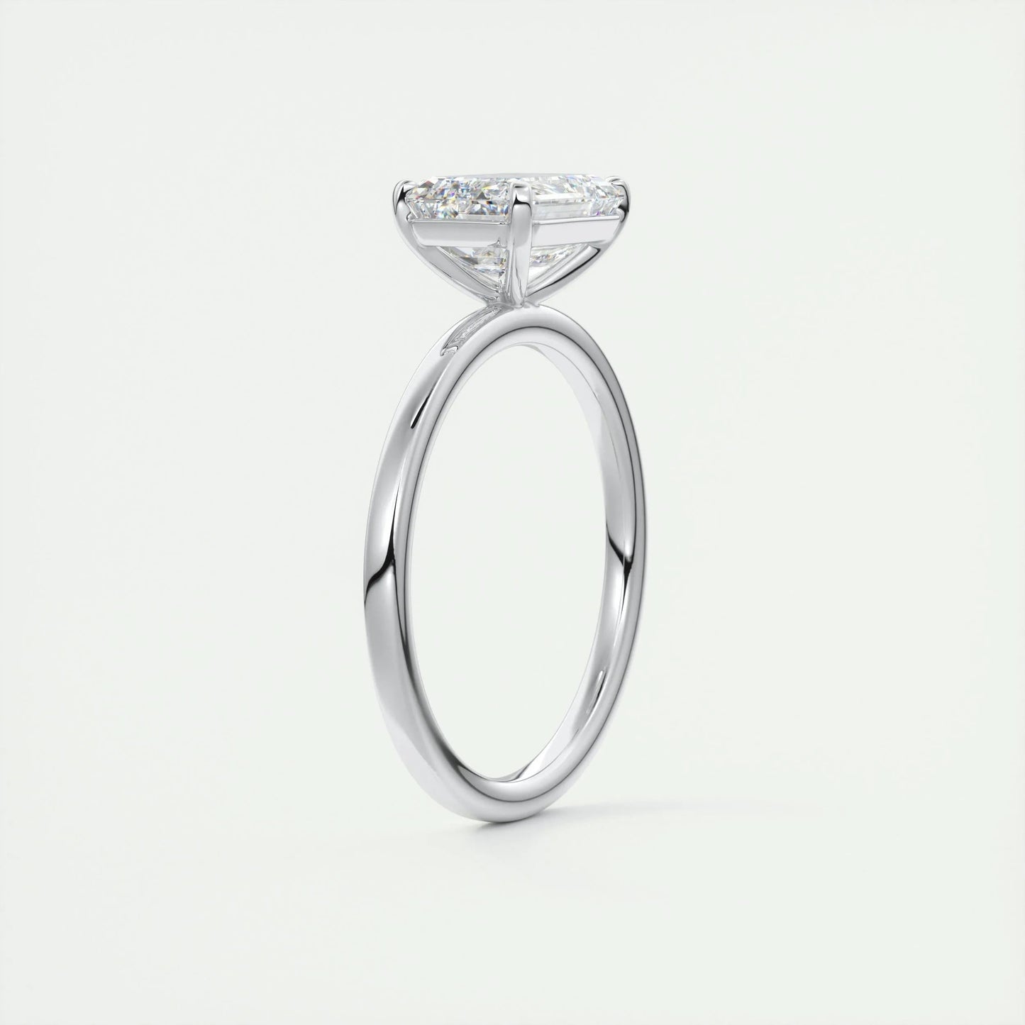 2.0 CT Emerald Lab Grown Diamond East West Solitaire Engagement Ring 7