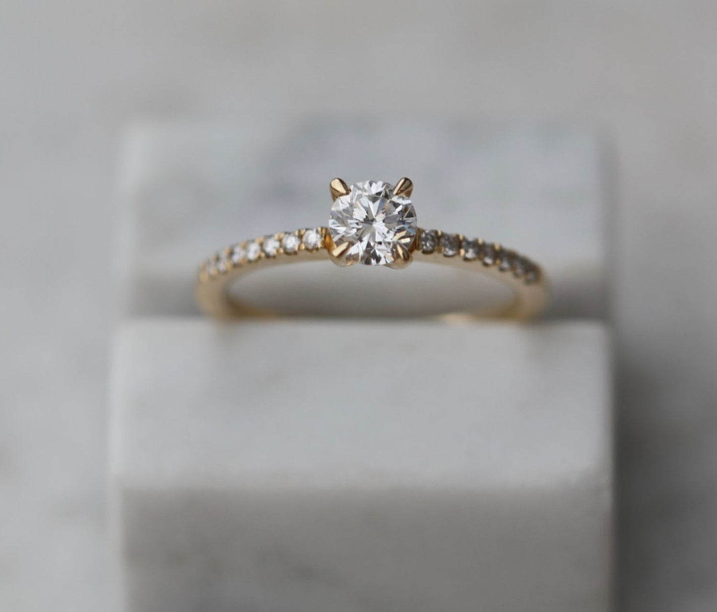 0.50 CT Round Cut Pave CVD F/VVS1 Diamond Engagement Ring 1