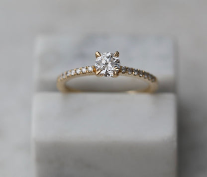0.50 CT Round Cut Pave CVD F/VVS1 Diamond Engagement Ring 1